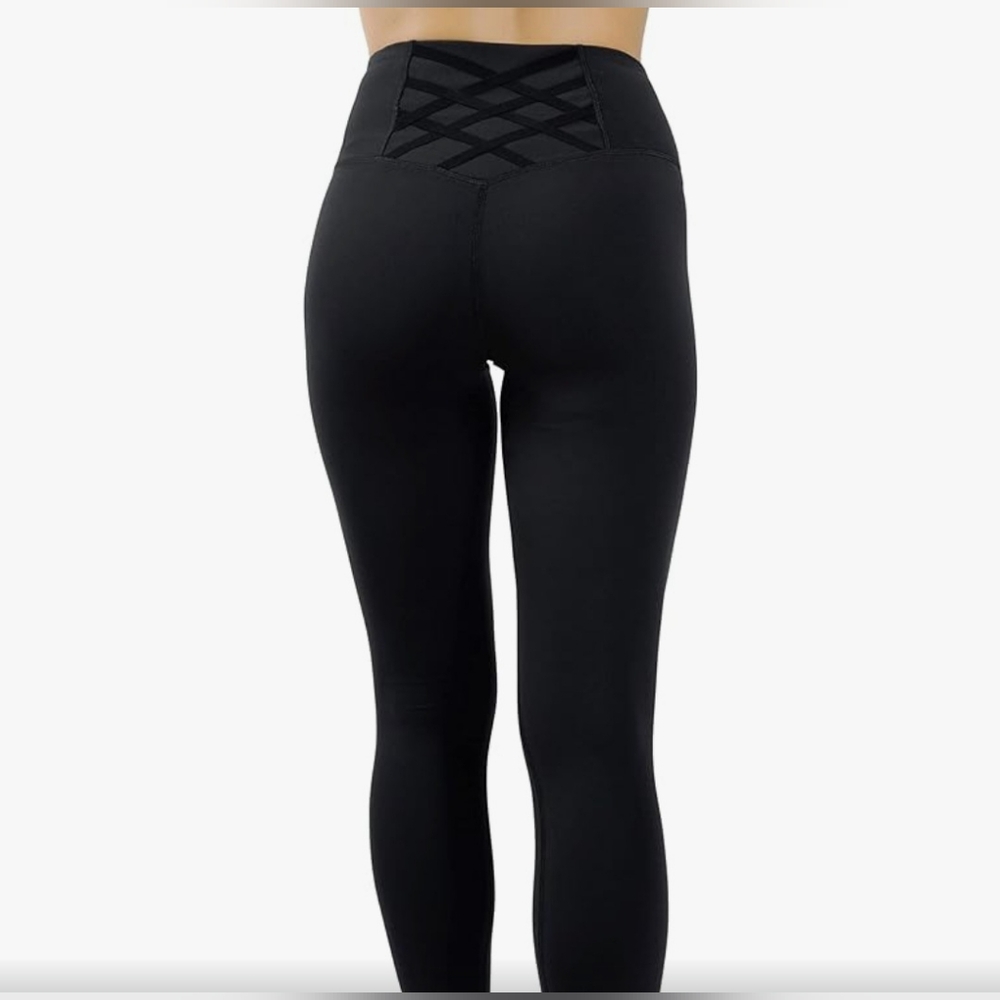 Yogalicious High Rise Squat Proof Criss Cross Yoga Pants Black XS - Picture 1 of 10